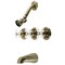 Kingston Brass KB233PXAB Three-Handle Tub and Shower Faucet, Antique Brass KB233PXAB - alternate 1